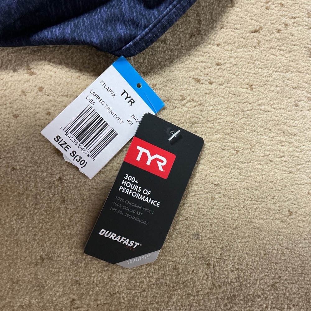 TYR Lapped Trinityfit One Piece Swimsuit Navy Blue‎ Durafast One TTLAP7A Size 30 - Picture 2 of 7